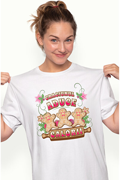 StoryGift Romania Tricou Femei Craciunul Aduce Calorii Omuleti Din Turta Dulc...