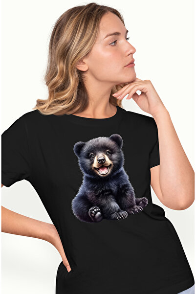 StoryGift Romania Tricou Femei Cu Un Ursulet Fericit, Ilustratie, Jucaus, Cop...