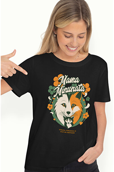 StoryGift Romania Tricou Femei Lupoaica Cu Pui Familie Text Mama-minunata Cu ...