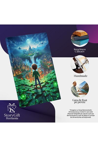 StoryGift Romania Tablou Canvas: Băiat Într-o Lume De Poveste Imaginativă- Animații Pictura Digitala