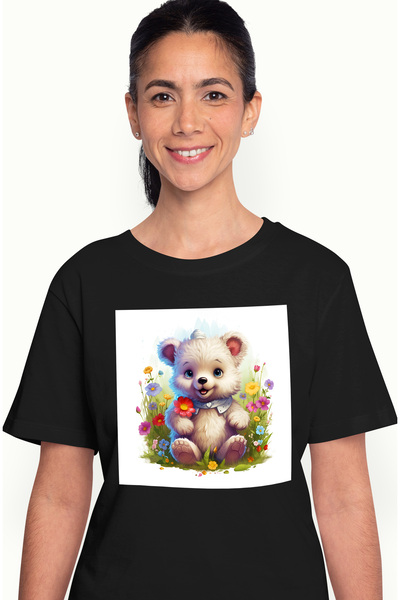 StoryGift Romania Tricou Femei Cu Un Ursulet Polar, Ilustratie, In Natura, Fl...