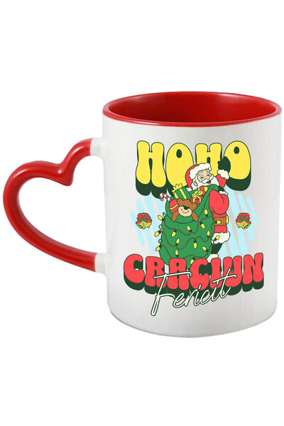 StoryGift Romania Cana Cu Mos Craciun Cu Sac Verde Cadouri Colorate Text Hoho...