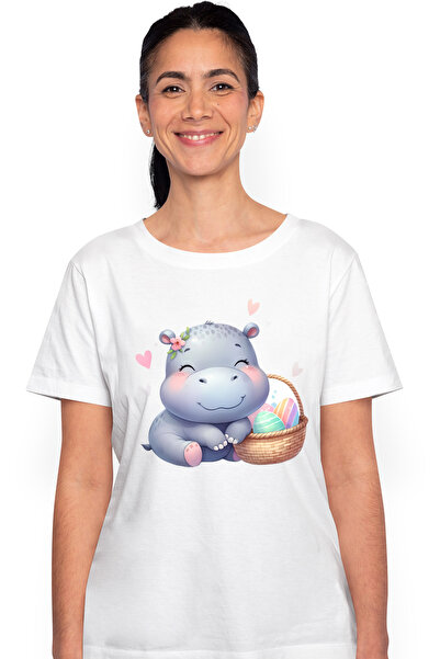 StoryGift Romania Tricou Femei Cu Un Pui De Hipopotam Care Sta Langa Un Cosul...