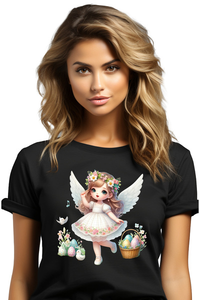 StoryGift Romania Tricou Femei Cu O Fetita Cu Aripi De Ingeras, Ilustratie, C...