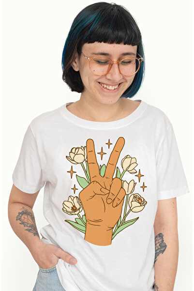 StoryGift Romania Tricou Femei Mana Aratand Semnul Pacii Cu Imprimeu Pe Fata,...