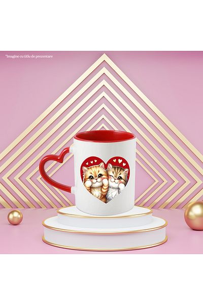 StoryGift Romania Mug with 2 furry kittens | happy | in a heart | friendship | Valentine's, With,STG