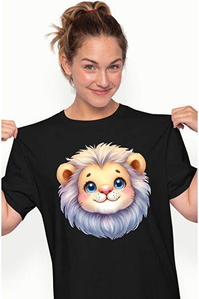 StoryGift Romania Tricou Femei Cu Un Leu Vesel, Micut, Coama Alba, Regele Ani...