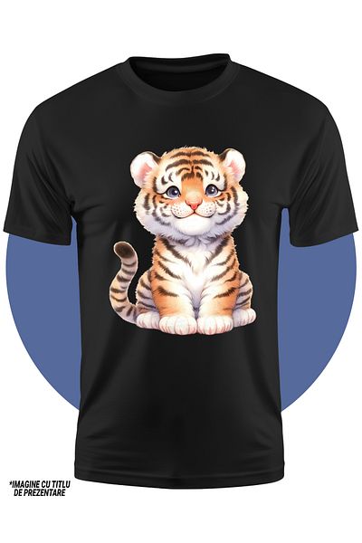StoryGift Romania Children's T-shirt With A Cheerful Tiger Cub, Illustration, Playful, Curious, Wild Animal, Feri