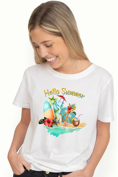 StoryGift Romania Tricou Femei Cu Mesajul "hello, Summer", Vara, Vacanta, Rel...