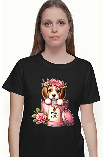 StoryGift Romania Tricou Femei Cu Un Catelus Vesel Care Iese Dintr-o Conserva...