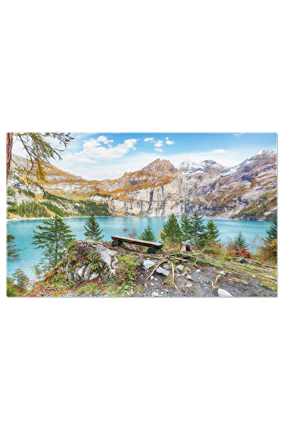 StoryGift Romania Tablou Canvas Cadru Fantastic De Toamna La Lacul Schiederweiher Alpi, Aventura, Reflexie, Natur
