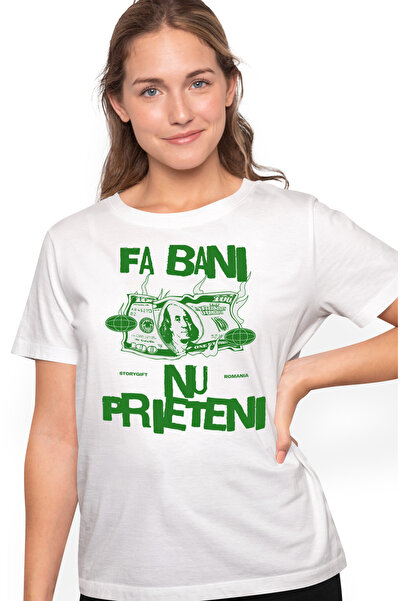 StoryGift Romania Tricou Femei Bancnota In Flacari Text Fa Bani Nu Prieteni C...