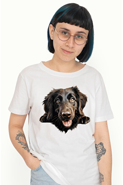 StoryGift Romania Tricou Femei Cu Un Caine Jucaus, Ilustratie, Maro Inchis, P...