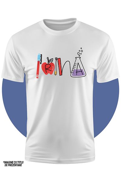 StoryGift Romania Children's T-Shirt With Name Irina, School, Chemistry, Materials, Algebra, Geometry 100% Cotton, Plain