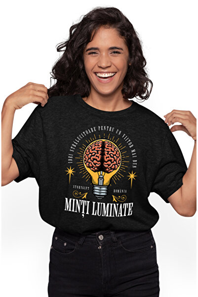 StoryGift Romania Tricou Femei Minti Luminate Creier Minte Inteligenta Cu Imp...