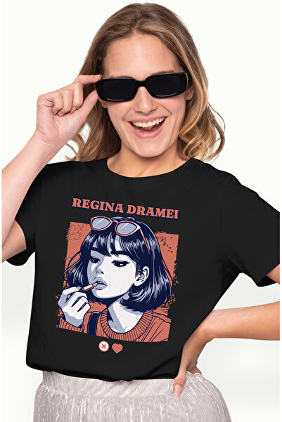 StoryGift Romania Tricou Femei Fata Cool Cu Ruj Si Ochelarii De Soare Text Re...