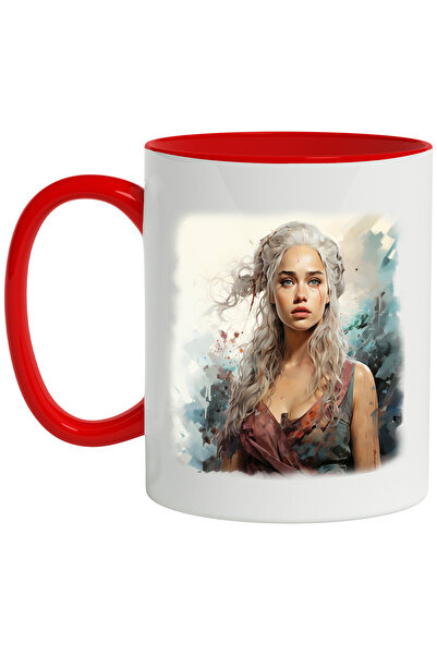 StoryGift Romania Cana Cu Daenerys, Emilia Clarke, Game Of Thrones, Personaj, Multicolor 330 Ml, C, Cu Maner Rosu