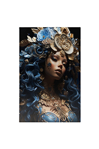 StoryGift Romania Tablou Canvas: Zeita Lacului Costum, Intuneric, Albastru El...