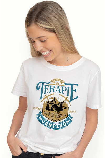 StoryGift Romania Tricou Femei N-am Nevoie De Terapie Doar Sa Merg In Camping...