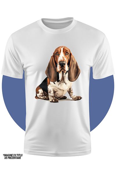 StoryGift Romania Tricou Copii Cu Un Caine Serios, Ilustratie, Urechile Aplecate, Pentru Iubitorii De Caini