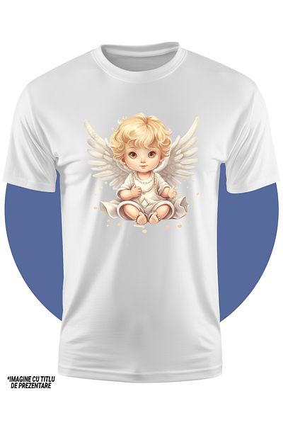 StoryGift Romania Tricou Copii Cu Un Copilas Cu Aripi De Ingeras, Ilustratie, Blond, Grija, Parinti, Aprecie