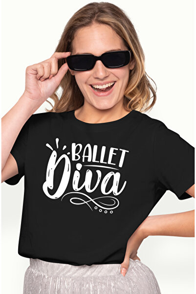 StoryGift Romania Tricou Femei Pentru Cele Pasionate De Balet - Diva Dans Talent Cu Imprimeu Pe F Blk_l