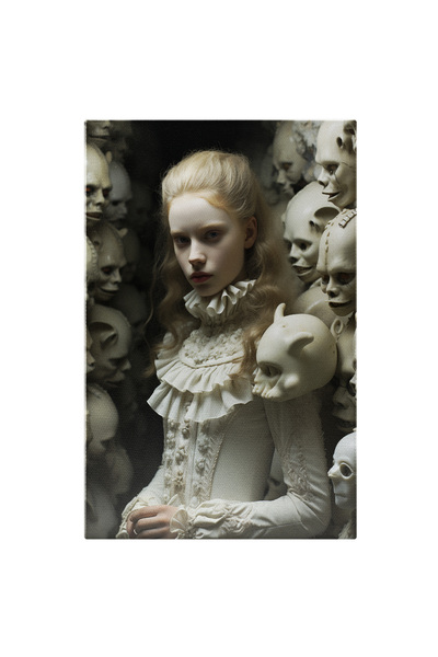 StoryGift Romania Tablou Canvas: Fata Palida Inconjurata De Capete Sculptate ...