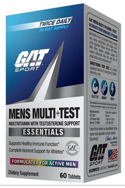 GAT SPORT Men's Premium Multivitamin and Complete Testosterone Boosting Support (60 Tablets/30 Servi