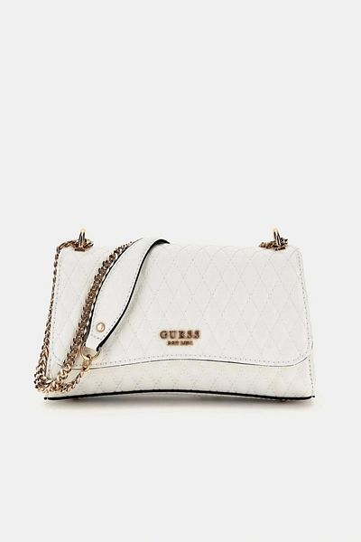 Guess Geantă de cruce albă pentru femei Betula Convertible Xbody Flap Hwgg9626210-whı