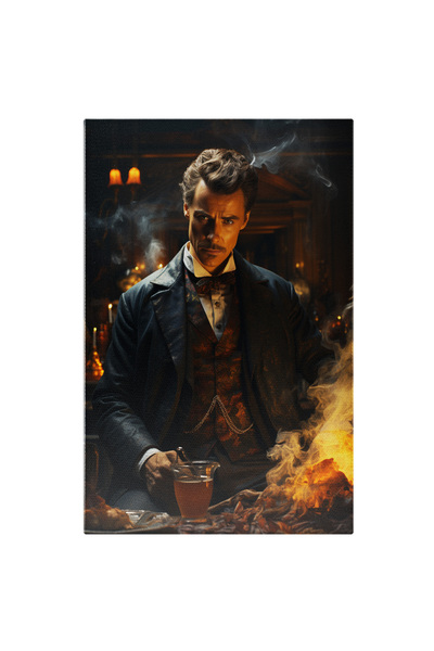 StoryGift Romania Tablou Canvas: Un Barbat La Costum Stand La Masa - Bogat Fu...