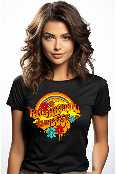 StoryGift Romania Tricou Femei Iubesc Rasarit Curcubeu Cer Colorat Cu Imprime...