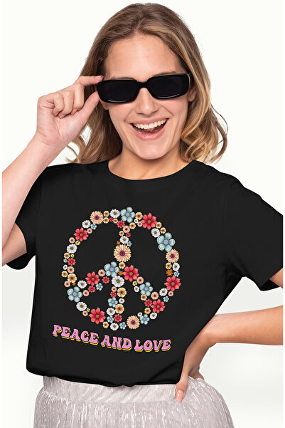 StoryGift Romania Tricou Femei Cu Mesajul "peace And Love", Stilul Hippie, Cu...