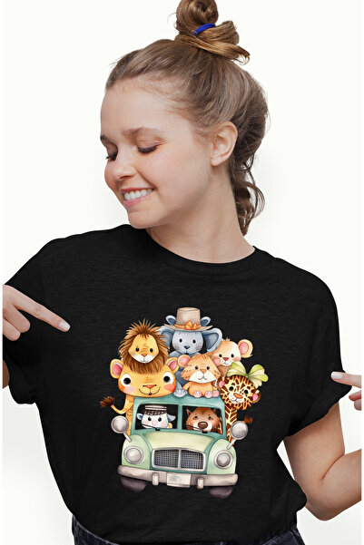 StoryGift Romania Tricou Femei cu mai multe animale de la gradina zoologica i...