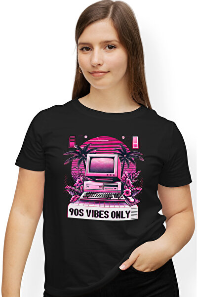 StoryGift Romania Tricou Femei Cu Mesajul "90s Vibes Only", Ilustratie, Stil ...