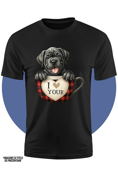 StoryGift Romania Tricou Copii Cu Un Catel Intr-o Ceasca, Ilustratie, Iubire, Afectiune, Animal, Jucaus, Ves
