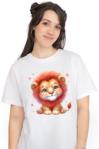 StoryGift Romania Tricou Femei Cu Un Leu Micut, Ilustratie, Sta Cuminte, Stel...
