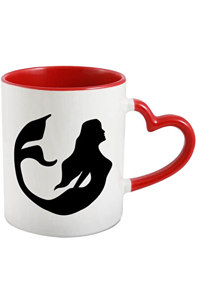 StoryGift Romania Cana Cu O Sirena Pentru Fetite Cu Maner Inima Rosie, Cu Man...