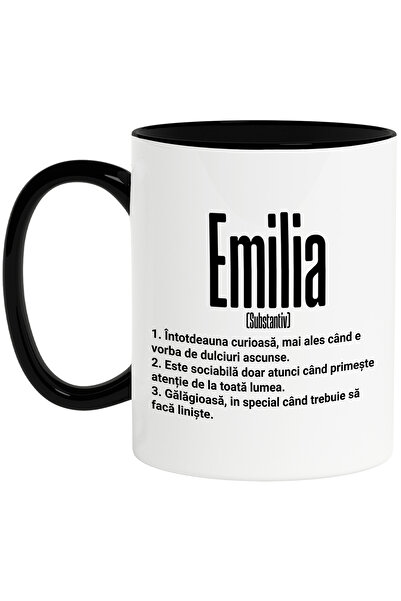 StoryGift Romania Cana Cu Numele Emilia, Si Mesaj Amuzant, Curioasa, Sociabil...