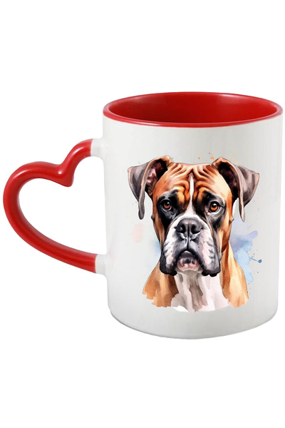 StoryGift Romania Cana Cu Caine, Iubitori De Catei, Rasa, Boxer, Ilustratie, Multicolor 330 Ml, Ce, Cu Maner Inim Stg