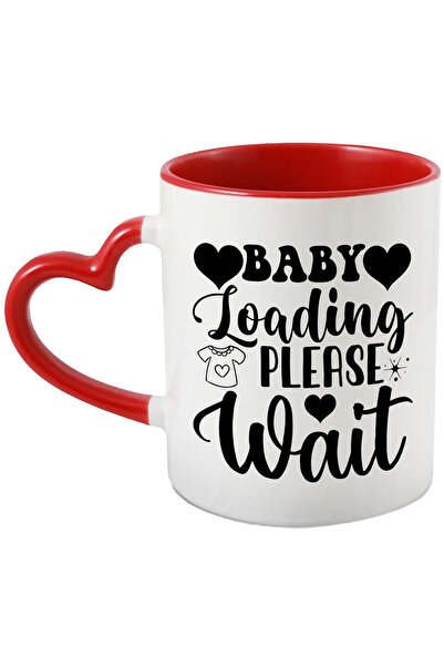 StoryGift Romania Cana Cu Mesajul In Engleza "baby Loading, Please Wait" - Bebelusul Se "incarca" , Cu Maner Inim Stg