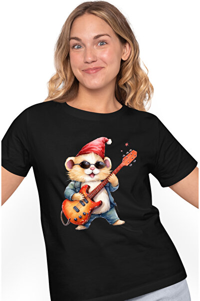 StoryGift Romania Tricou Femei Cu Un Soarece Care Canta La Chitara, Ilustrati...