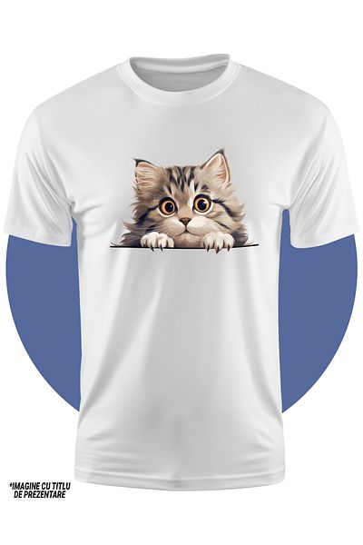 StoryGift Romania Tricou Copii Cu O Pisicuta Uimita, Ilustratie, Speriata, Pentru Iubitorii De Pisici, Felin