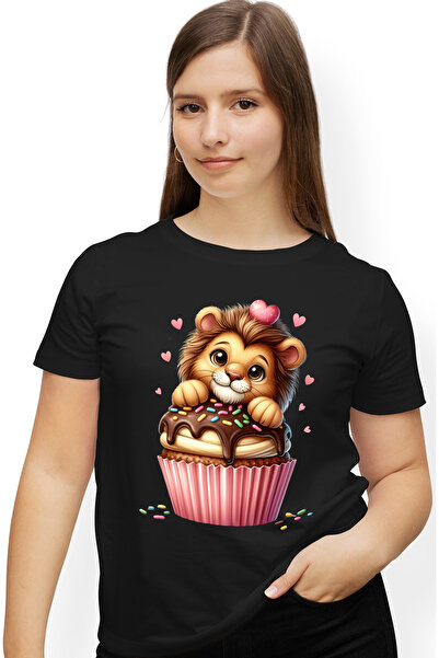 StoryGift Romania Tricou Femei Cu Un Leu Care Sta Langa O Briosa, Ilustratie,...