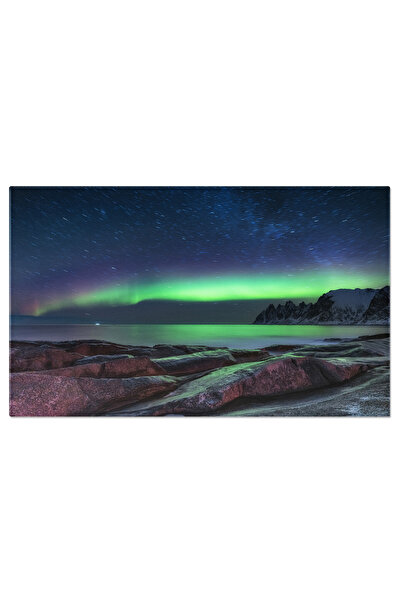 StoryGift Romania Tablou Canvas Stanci Tungeneset Si Aurora Boreala, Norvegia, Peisaj, Stele, Lumina, Nordic 4850