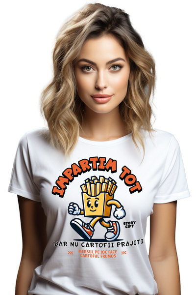 StoryGift Romania Tricou Femei Cartofi Prajiti Mergand Fericiti Impartim Dar ...