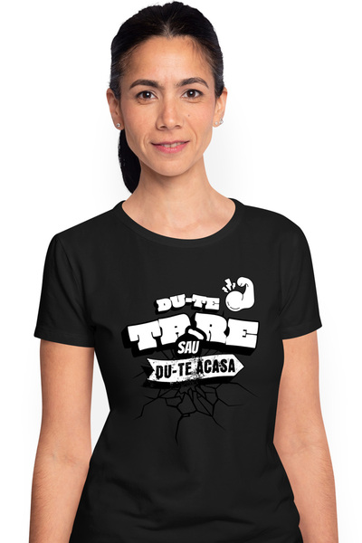 StoryGift Romania Tricou Femei Du-te Tare Sau Du-te Acasa, Gym, Motivational ...