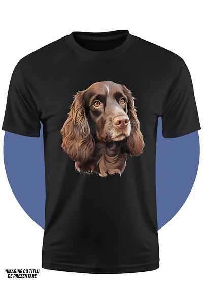StoryGift Romania Tricou Copii Cu Un Catel Maro Serios, Ilustratie, Putin Trist, Afectiune, Pentru Iubitorii