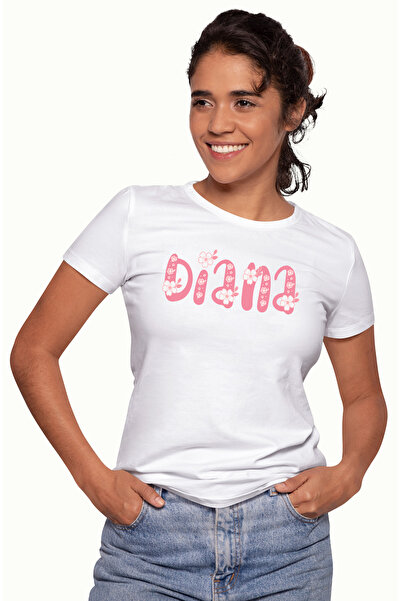 StoryGift Romania Tricou Femei Cu Numele Diana, Flori, Colorat, Roz, Dragut, ...
