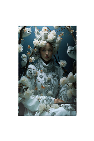 StoryGift Romania Tablou Canvas: Portretul Unei Femei Cu Multe Pasarele Langa...