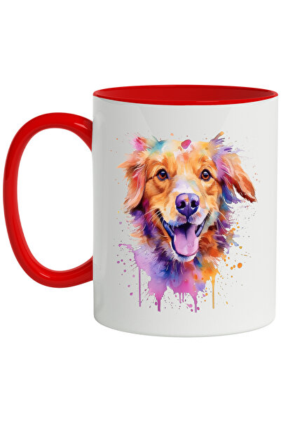 StoryGift Romania Cana Cu Caine, Zambet, Watercolor, Stropi Vopsea, Animal, M...